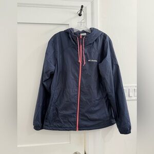 Columbia sportswear company navy blue fleece lined hooded zip up jacket